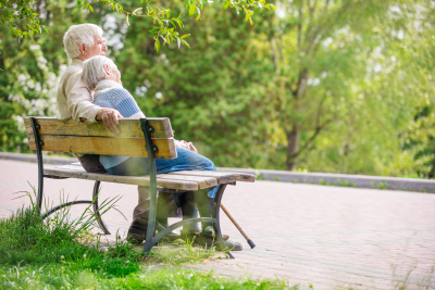 Elderly couple resting at the park